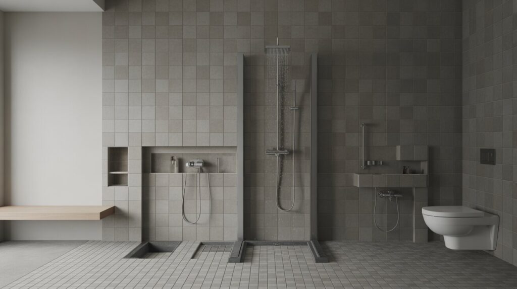 Byta golvbrunn, toalettstol & takdusch